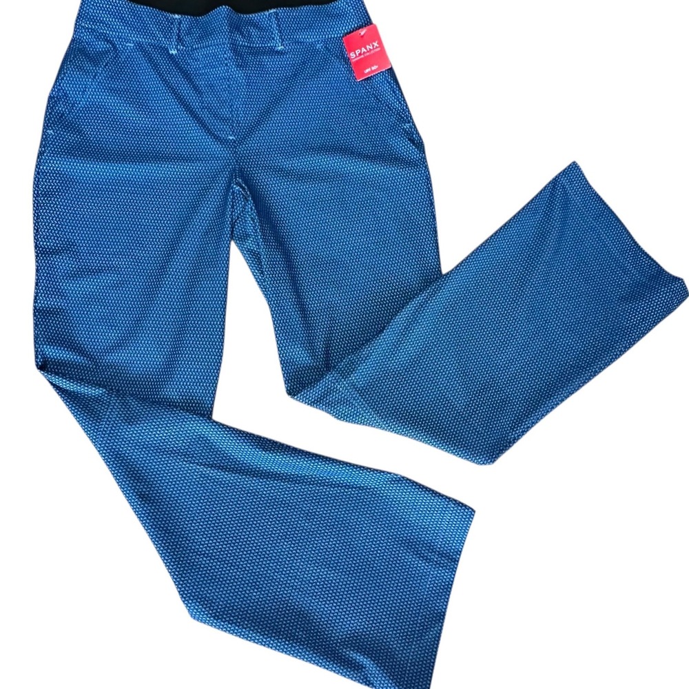 Spanx Kick Flare Pants Women Small Blue NWT Sunshine Geo Shape Cropped UPF 50+